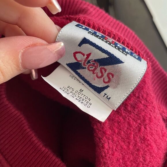 Vintage Y2K Embroidered Oversized Crewneck Sweater Size Medium Red - Picture 3 of 4